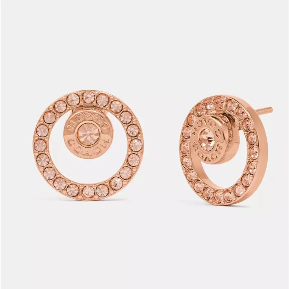 Coach Open Circle Halo Stud Earrings Rose Gold - Picture 1 of 6